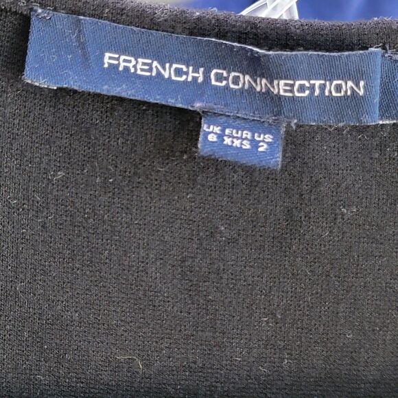 French Connection Black Jumpsuit Front Cross V Neck Short Sleeves Size 2 - Picture 4 of 9